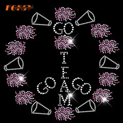 Crystal cheer horn Hot Fix Rhinestone Transfer