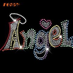letters Lovely angel Design Rhinestone Heat Transfer