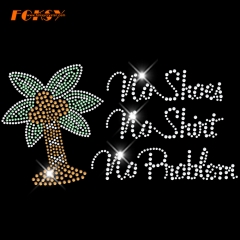 letters no shoes no shirt coconut tree hotfix rhinestone transfer for shirt