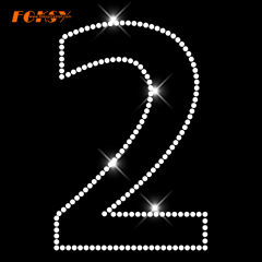Number 2 Iron On Rhinestone Transfer for Sports Team Numbers applique DIY T-shirt