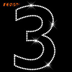 Number 3 Iron On Rhinestone Transfer for Sports Team Numbers applique DIY T-shirt