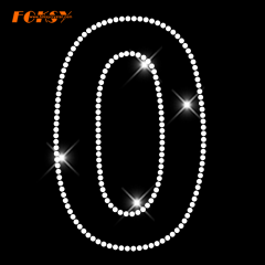 Number 0 Iron On Rhinestone Transfer for Sports Team Numbers applique DIY T-shirt