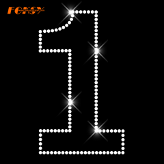 Number 1 Iron On Rhinestone Transfer for Sports Team Numbers applique DIY T-shirt