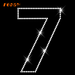 Number 7 Iron On Rhinestone Transfer for Sports Team Numbers applique DIY T-shirt