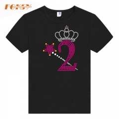 Magic Wand And Crown 2 Birthday Number Hot Fix Rhinestone Transfer for DIY