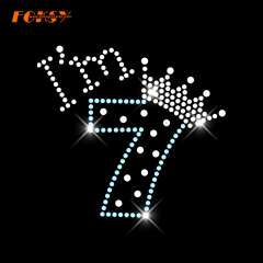 Number Seven Hot Fix Heat Rhinestone Applique Motif
