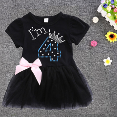 4 Number Hot fix Rhinestone Motif Design