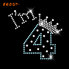 4 Number Hot fix Rhinestone Motif Design