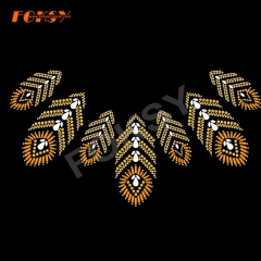 Beautiful Flower Necklace Heat Rhinestone Transfer Design