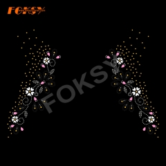 Flower Necklace Iron on Applique Rhinestone Motif