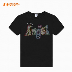 Angel Letter Iron on Rhinestone Motif Design