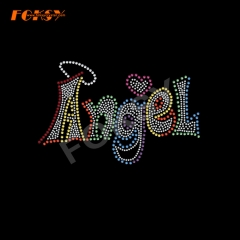 Angel Letter Iron on Rhinestone Motif Design