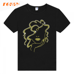 Fashion Hairty Beauty Girl Iron On Rhinestone Transfer