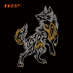 Wolf Motif Animal Iron On Rhinestone Transfer