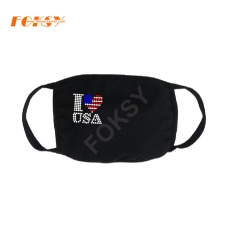 Custom I love USA Motif Bling Face Mask